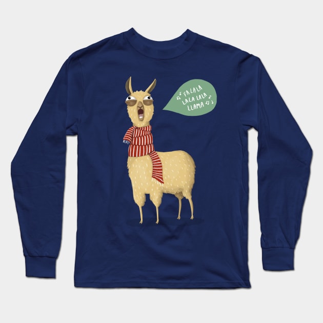 Holiday Llama Long Sleeve T-Shirt by agrapedesign